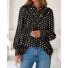 imageBTFBM Womens Tops Dressy Casual Fall 2025 Boho Floral V Neck Long Sleeve Half Button Down Shirt Work Business BlousesDot Black White