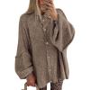 imageBTFBM Cardigan Sweaters for Women 2025 Fall Clothes Lantern Long Sleeve Button Open Front Chunky Knit Oversized SweaterCamel