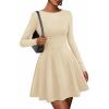 imageBTFBM Fall Dresses for Women 2025 Elegant Classy Flowy A Line Long Sleeve Business Homecoming Cocktail Sweater DressApricot