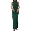 imageBTFBM Summer Two Piece Skirt Set for Women 2025 Dressy Lightweight Sleeveless Knit Top Going Out Split Maxi Skirt SetDark Green