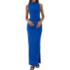 imageBTFBM Summer Two Piece Skirt Set for Women 2025 Dressy Lightweight Sleeveless Knit Top Going Out Split Maxi Skirt SetRoyal Blue