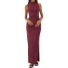 imageBTFBM Summer Two Piece Skirt Set for Women 2025 Dressy Lightweight Sleeveless Knit Top Going Out Split Maxi Skirt SetWine Red