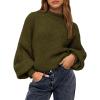 imageBTFBM Sweaters for Women Fall 2025 Crew Neck Lantern Long Sleeve Oversized Sweater Casual Knit Winter Pullover TopsArmy Green