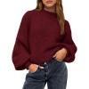 imageBTFBM Sweaters for Women Fall 2025 Crew Neck Lantern Long Sleeve Oversized Sweater Casual Knit Winter Pullover TopsWine Red