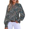 imageBTFBM Womens Tops Dressy Casual Fall 2025 Boho Floral V Neck Long Sleeve Half Button Down Shirt Work Business BlousesFloral Black Blue