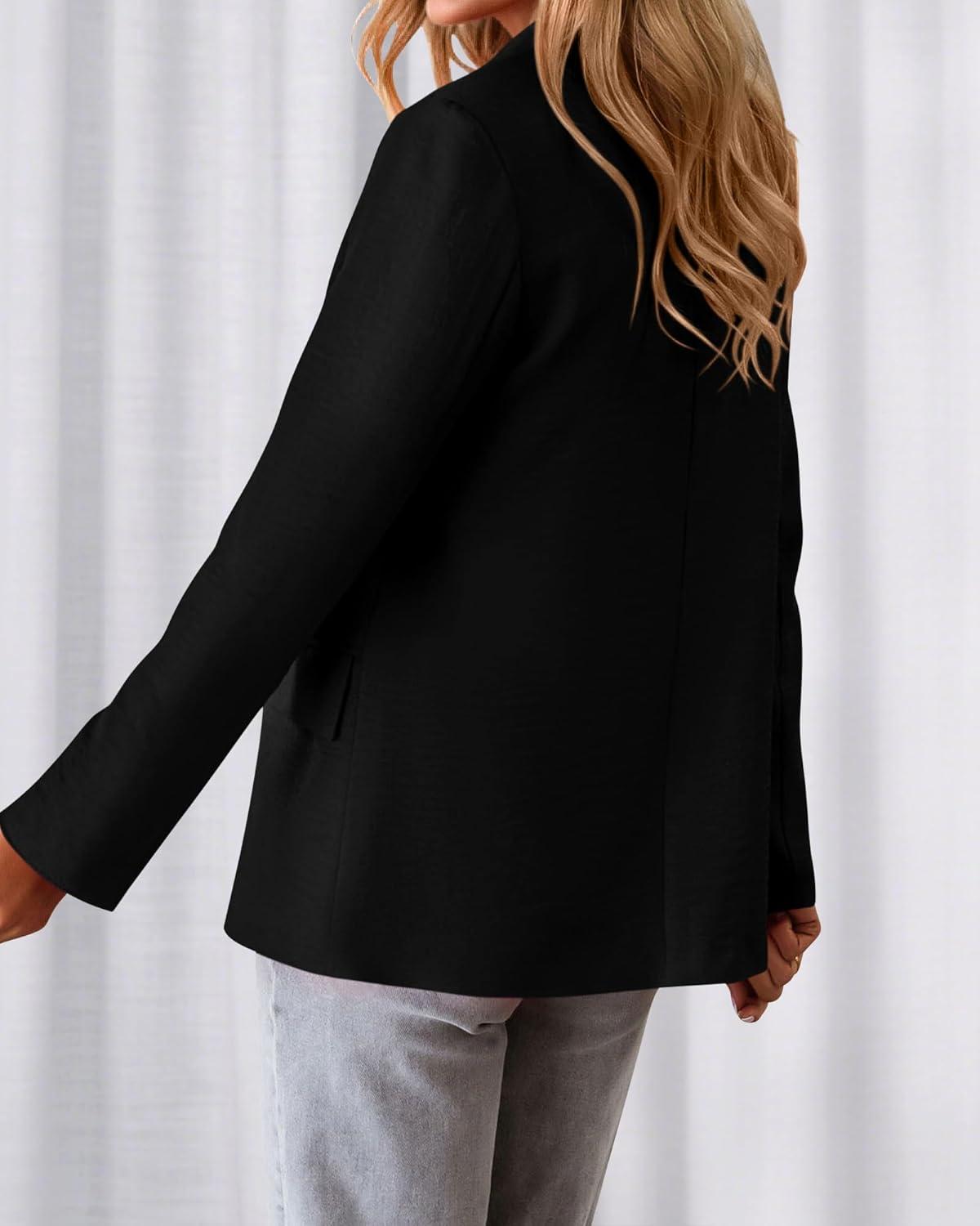 imageBTFBM Blazers for Women Business Casual 2025 Fall Clothes Lapel Open Front Long Sleeve Work Office Suit Jackets BlazerBlack