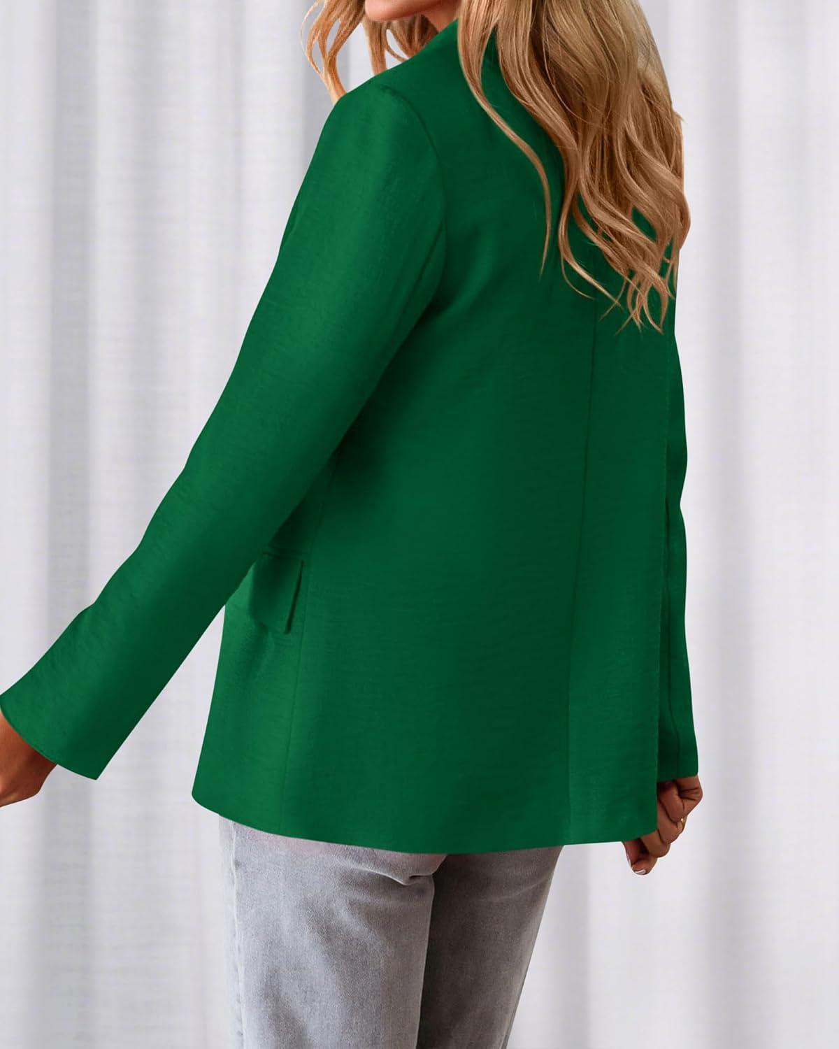 imageBTFBM Blazers for Women Business Casual 2025 Fall Clothes Lapel Open Front Long Sleeve Work Office Suit Jackets BlazerDark Green