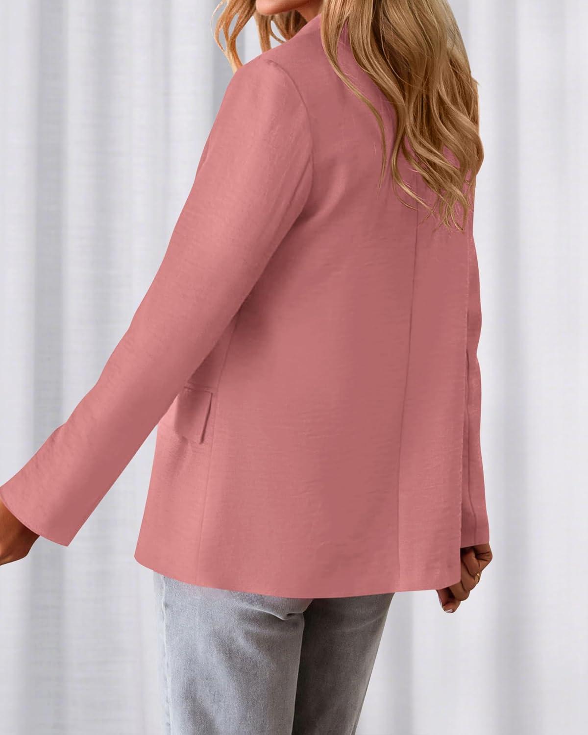 imageBTFBM Blazers for Women Business Casual 2025 Fall Clothes Lapel Open Front Long Sleeve Work Office Suit Jackets BlazerDusty Pink
