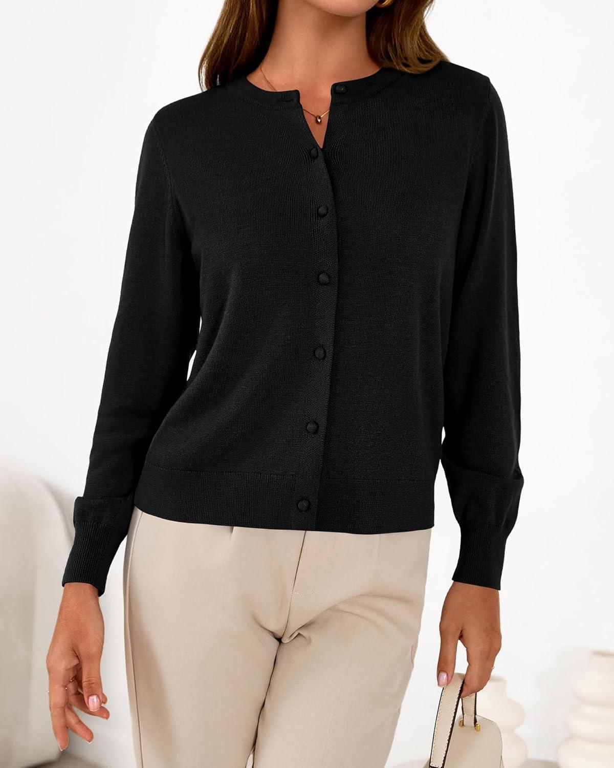 imageBTFBM Cardigan Sweaters for Women Cashmere Sweater Lightweight Button Down Casual Knit Shrugs Tops Early Fall FashionBlack