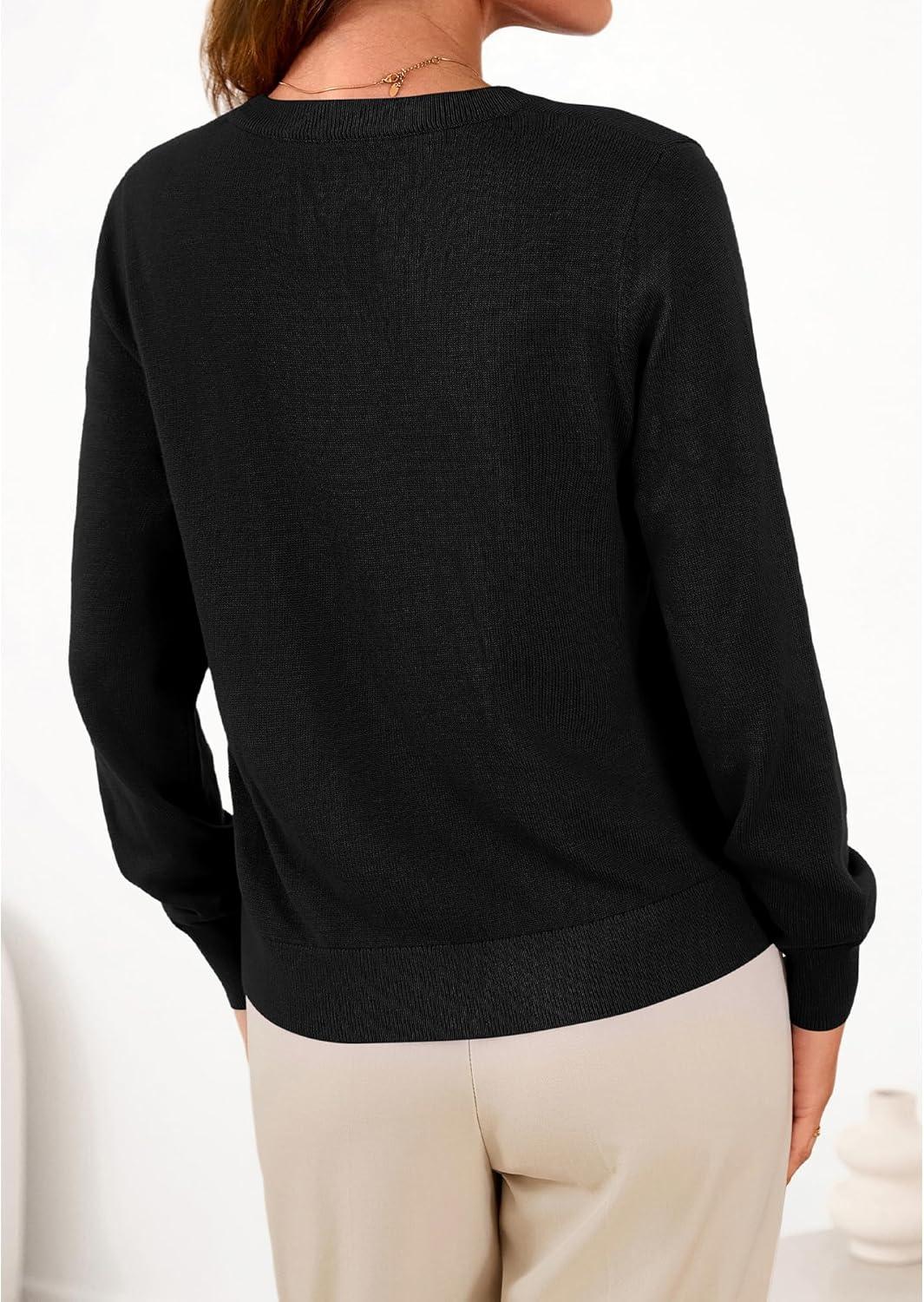 imageBTFBM Cardigan Sweaters for Women Cashmere Sweater Lightweight Button Down Casual Knit Shrugs Tops Early Fall FashionBlack