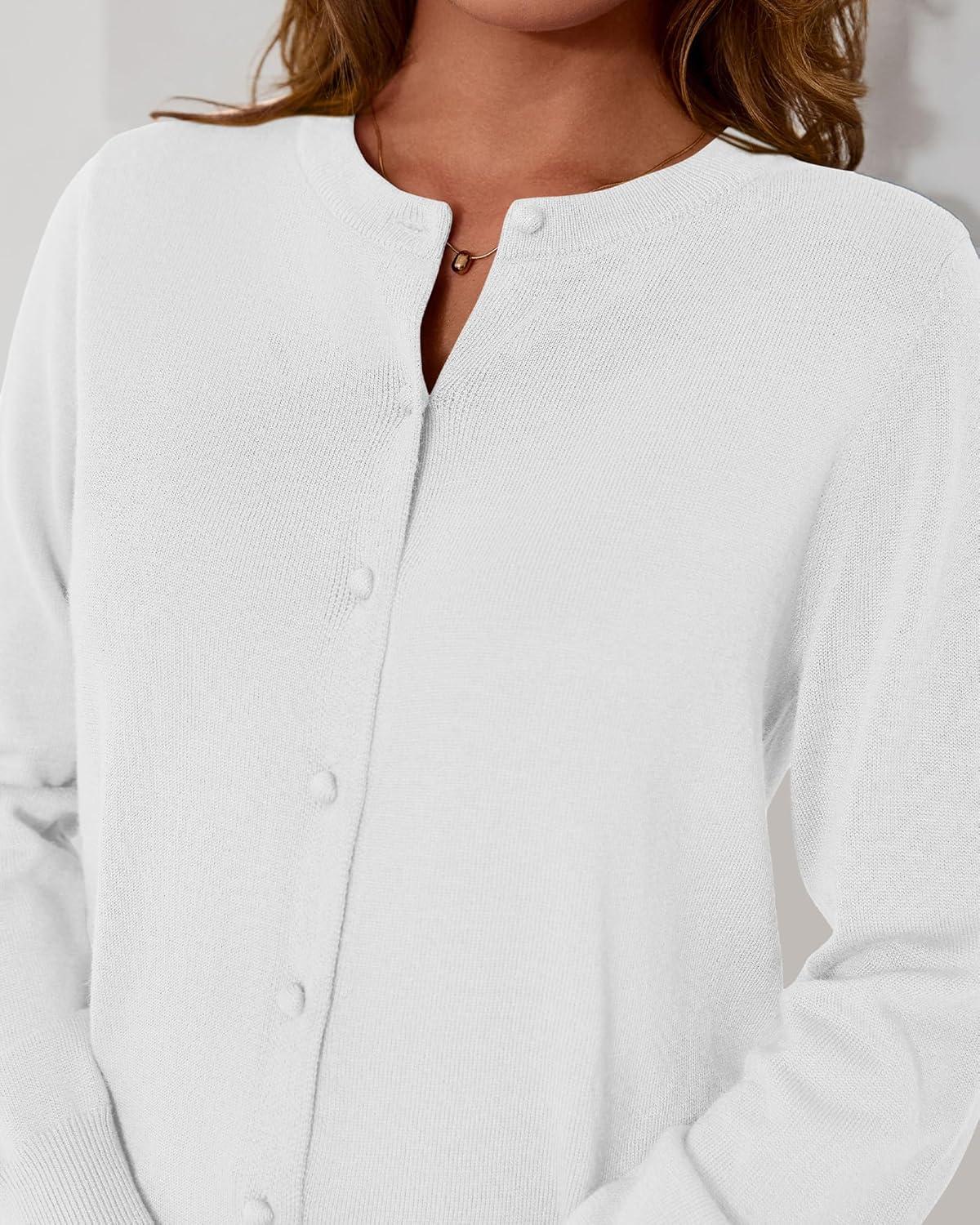imageBTFBM Cardigan Sweaters for Women Cashmere Sweater Lightweight Button Down Casual Knit Shrugs Tops Early Fall FashionWhite