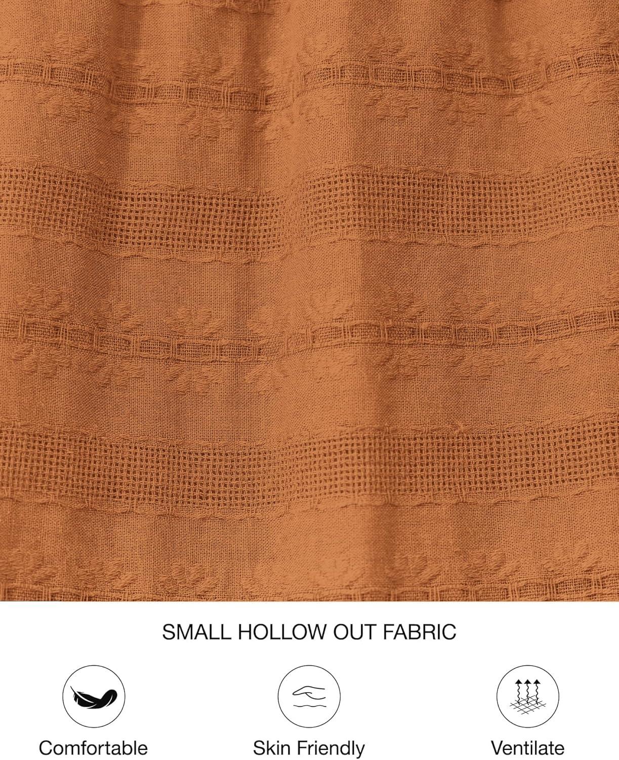 imageBTFBM Fall Dresses for Women 2025 Casual Long Sleeve V Neck Elastic Waist Lightweight Maxi Wedding Guest Dress PocketsBrown Orange