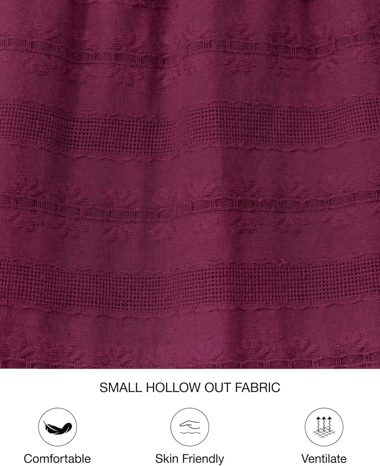 imageBTFBM Fall Dresses for Women 2025 Casual Long Sleeve V Neck Elastic Waist Lightweight Maxi Wedding Guest Dress PocketsBurgundy