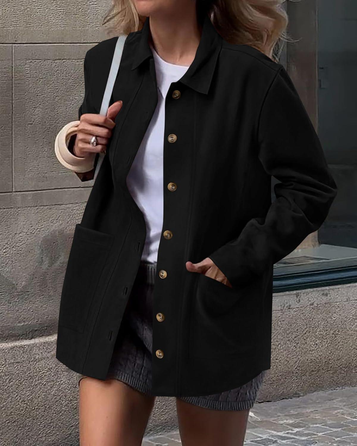 imageBTFBM Faux Suede Jacket Women Fall Fashion 2025 Leather Jackets Long Sleeve Button Down Winter Coats Shackets OuterwearBlack