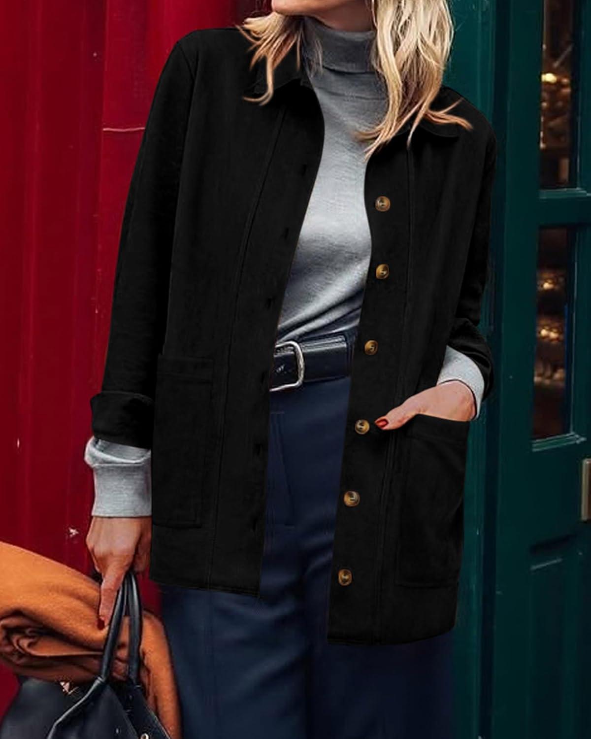 imageBTFBM Faux Suede Jacket Women Fall Fashion 2025 Leather Jackets Long Sleeve Button Down Winter Coats Shackets OuterwearBlack