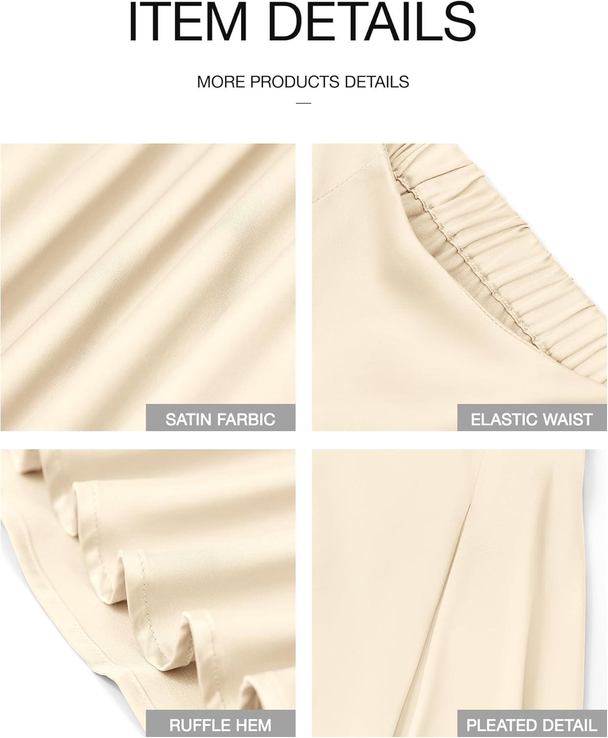 imageBTFBM High Waisted Skirts for Women Fall Clothes 2025 Elegant Satin Flowy ALine Cocktail Formal Night Out Maxi SkirtBeige