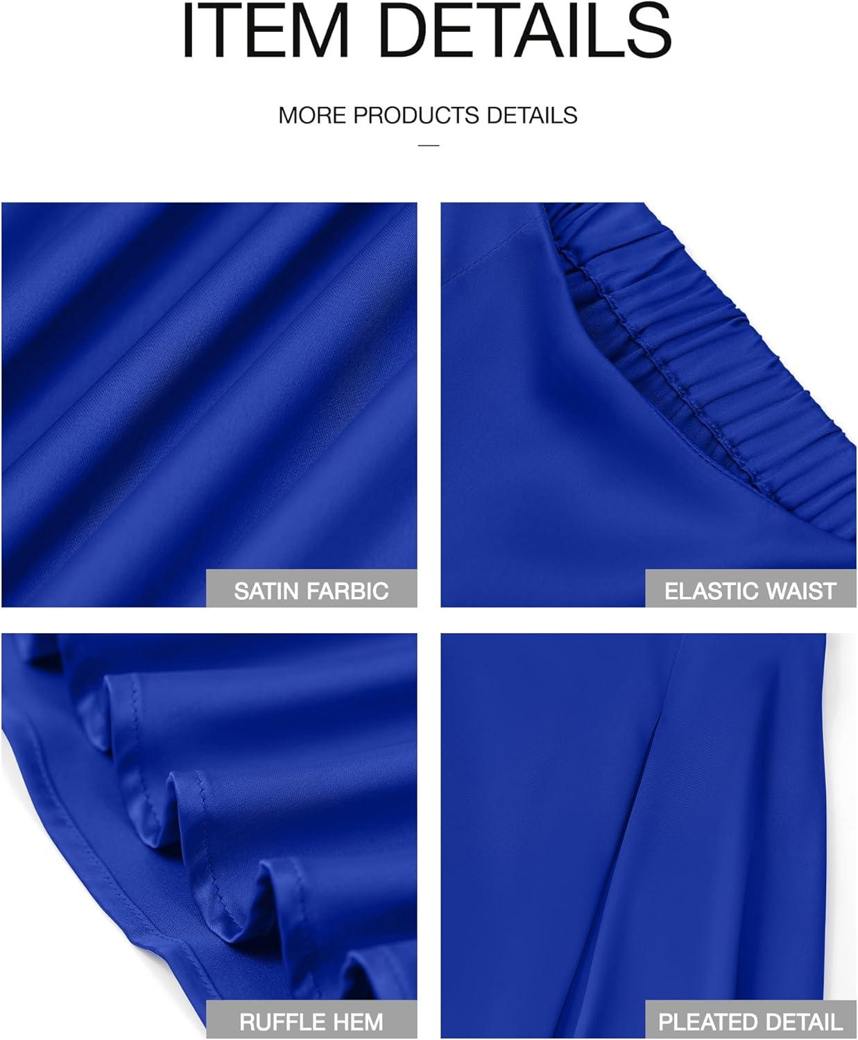 imageBTFBM High Waisted Skirts for Women Fall Clothes 2025 Elegant Satin Flowy ALine Cocktail Formal Night Out Maxi SkirtRoyal Blue