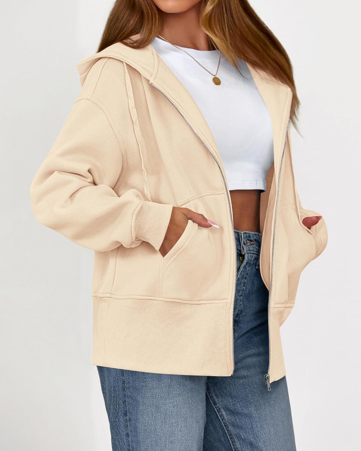 imageBTFBM Hoodies for Women Zip Up jacket Drawstring Fall Fashion 2025 Trendy Long Sleeve Sweatshirt Winter Clothing OutfitsBeige