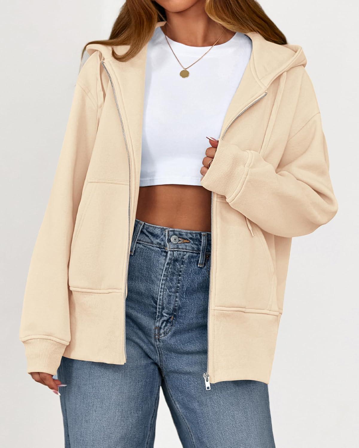 imageBTFBM Hoodies for Women Zip Up jacket Drawstring Fall Fashion 2025 Trendy Long Sleeve Sweatshirt Winter Clothing OutfitsBeige
