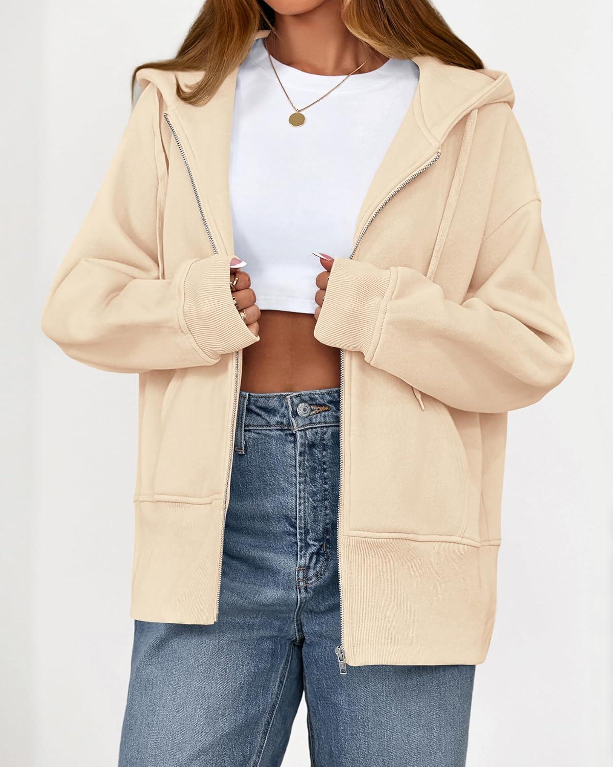 imageBTFBM Hoodies for Women Zip Up jacket Drawstring Fall Fashion 2025 Trendy Long Sleeve Sweatshirt Winter Clothing OutfitsBeige