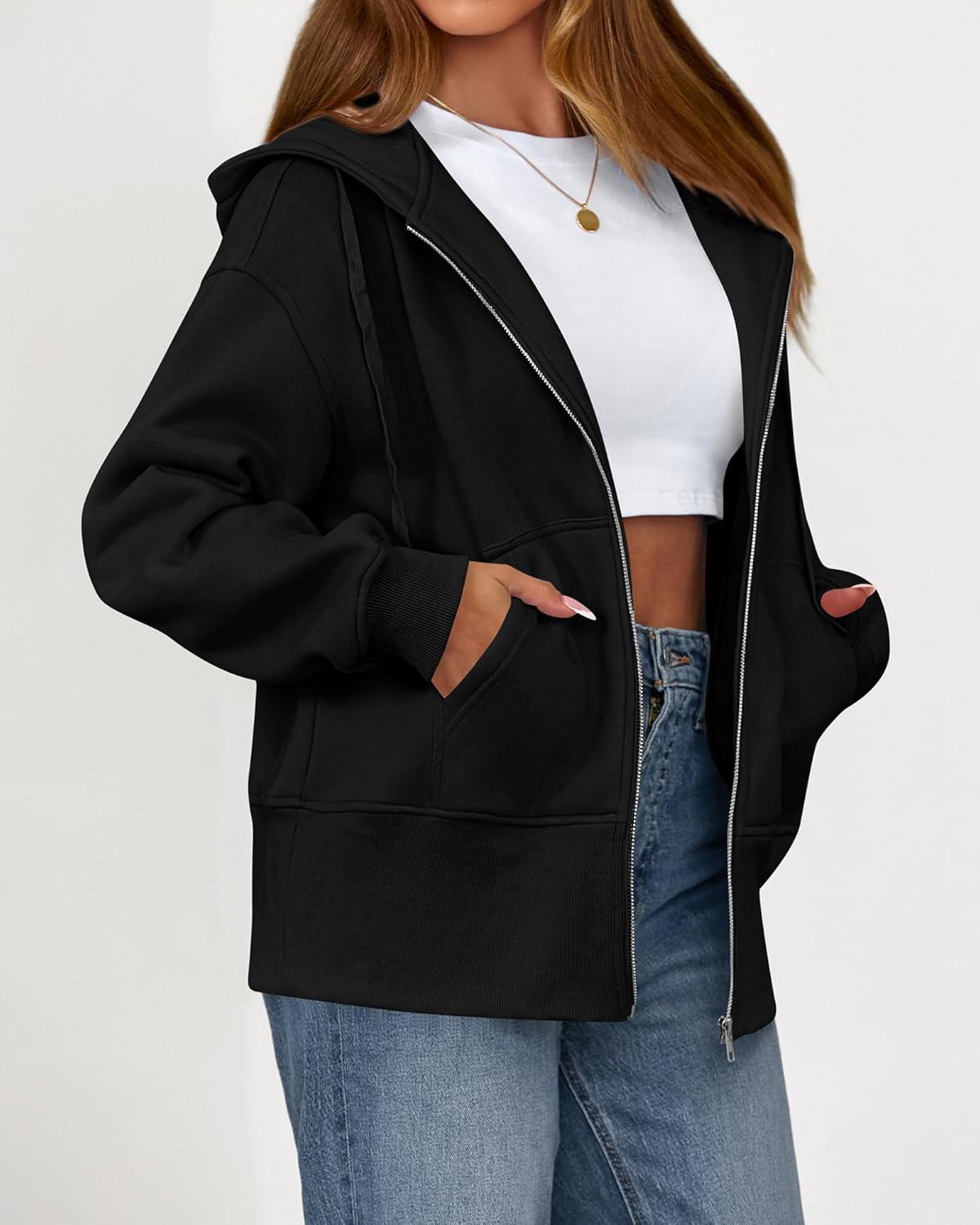 imageBTFBM Hoodies for Women Zip Up jacket Drawstring Fall Fashion 2025 Trendy Long Sleeve Sweatshirt Winter Clothing OutfitsBlack