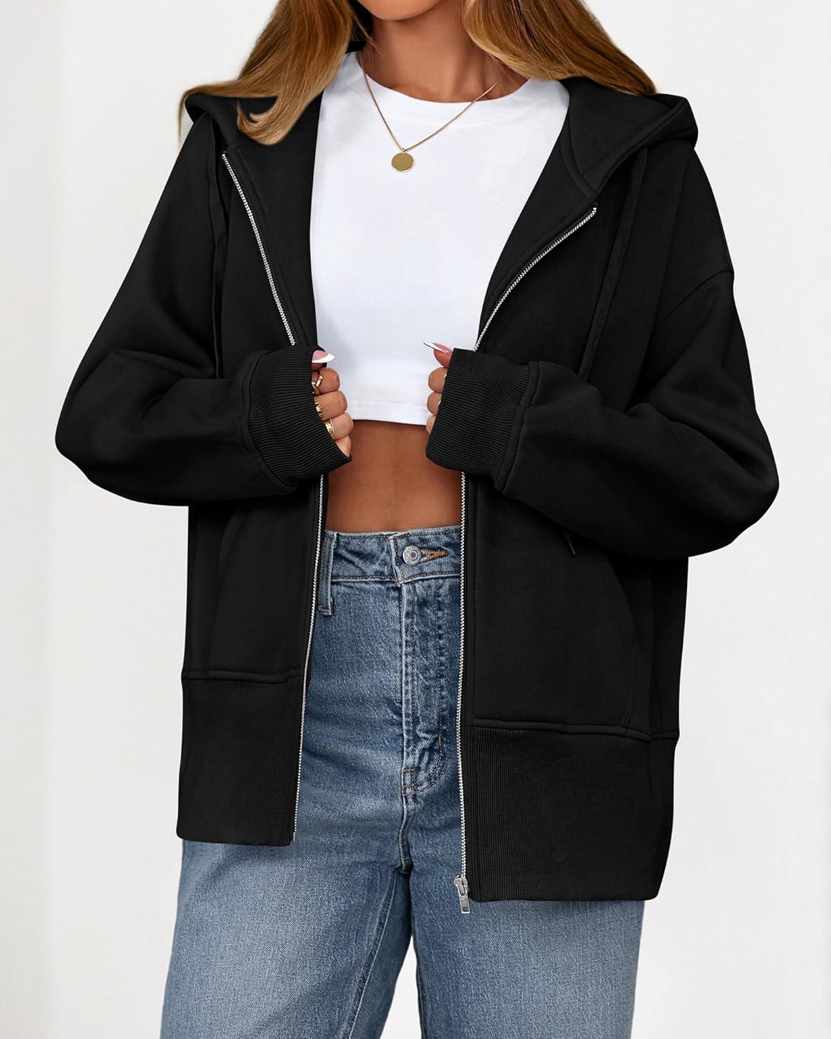 imageBTFBM Hoodies for Women Zip Up jacket Drawstring Fall Fashion 2025 Trendy Long Sleeve Sweatshirt Winter Clothing OutfitsBlack