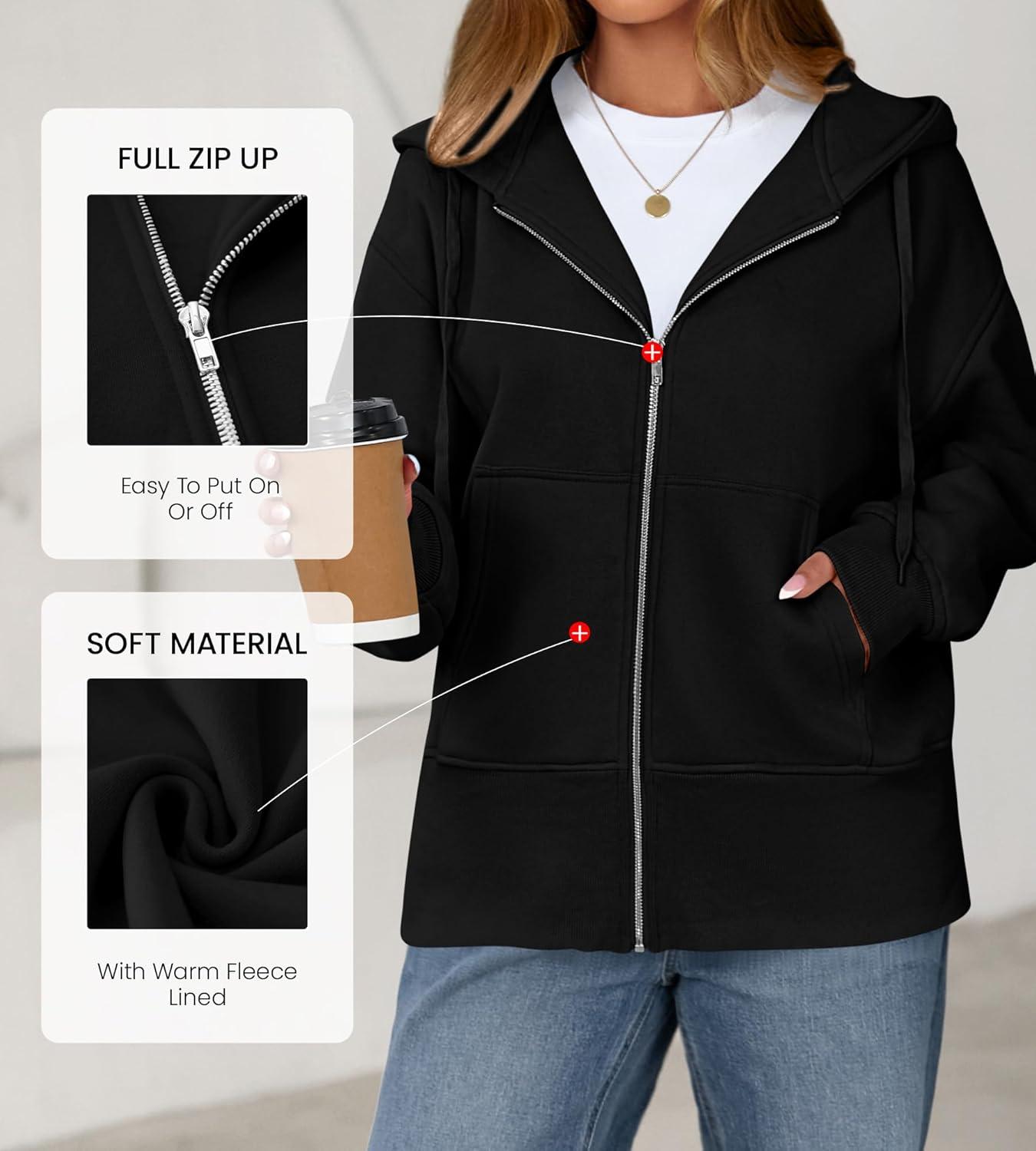 imageBTFBM Hoodies for Women Zip Up jacket Drawstring Fall Fashion 2025 Trendy Long Sleeve Sweatshirt Winter Clothing OutfitsBlack