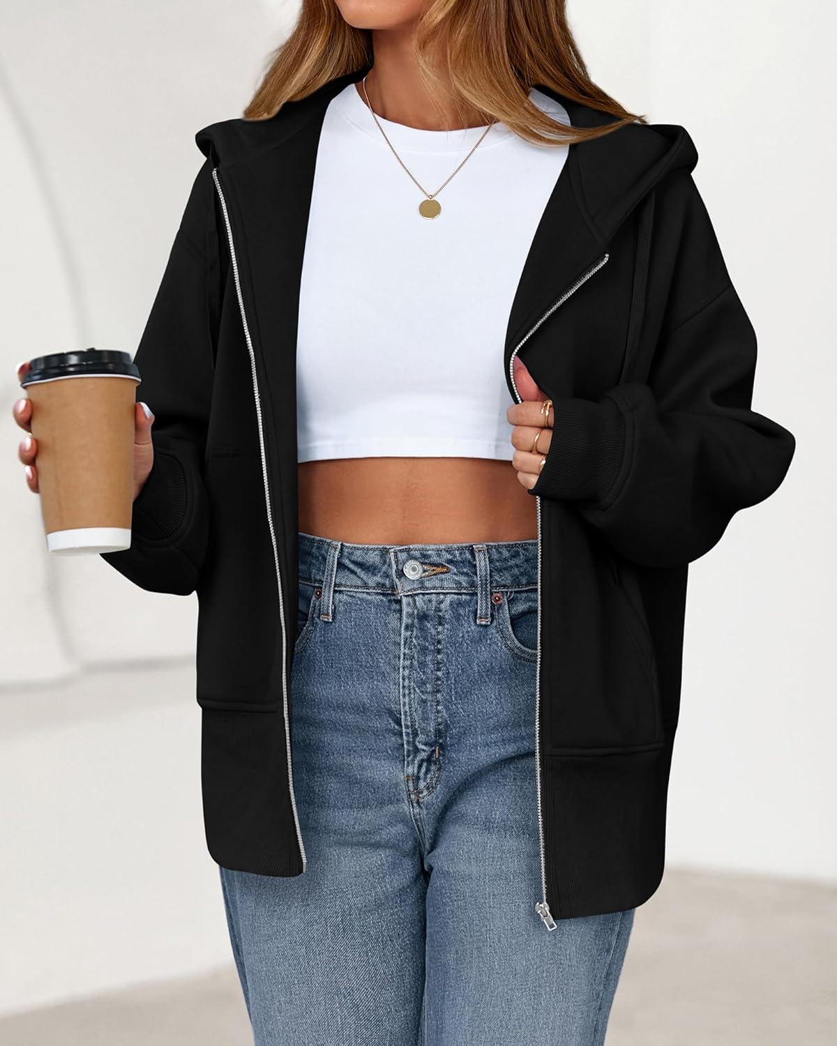 imageBTFBM Hoodies for Women Zip Up jacket Drawstring Fall Fashion 2025 Trendy Long Sleeve Sweatshirt Winter Clothing OutfitsBlack