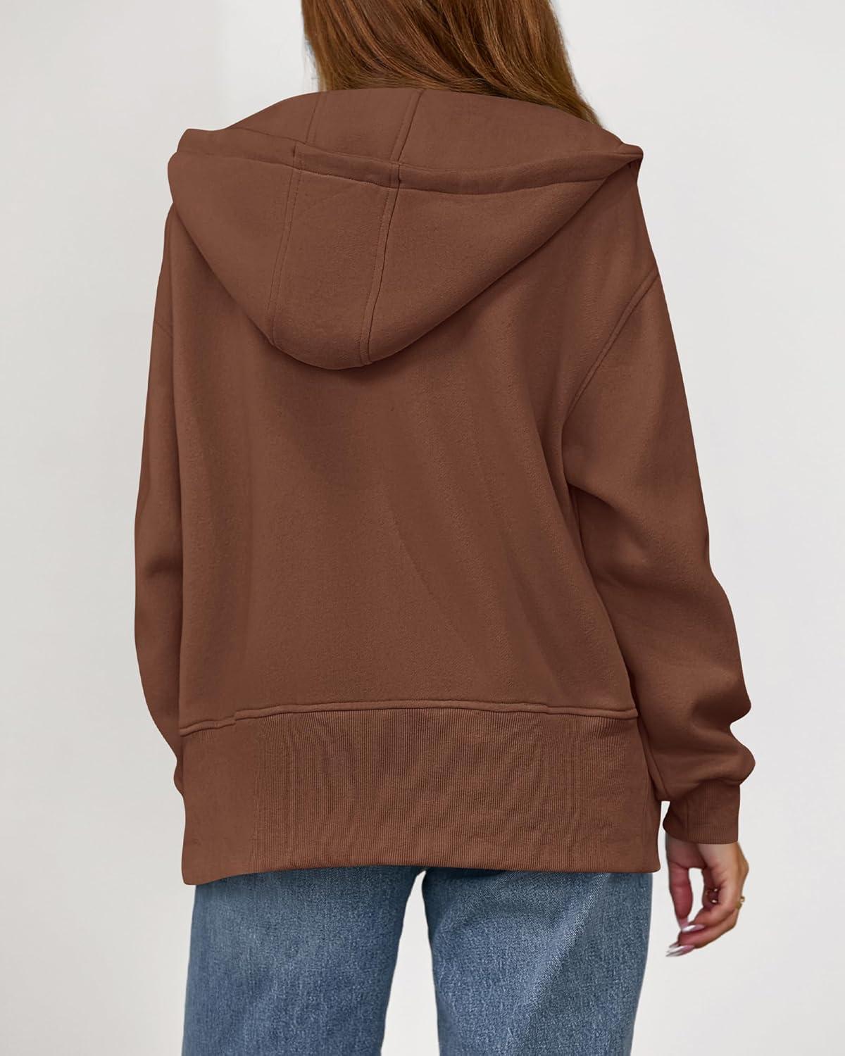 imageBTFBM Hoodies for Women Zip Up jacket Drawstring Fall Fashion 2025 Trendy Long Sleeve Sweatshirt Winter Clothing OutfitsBrown