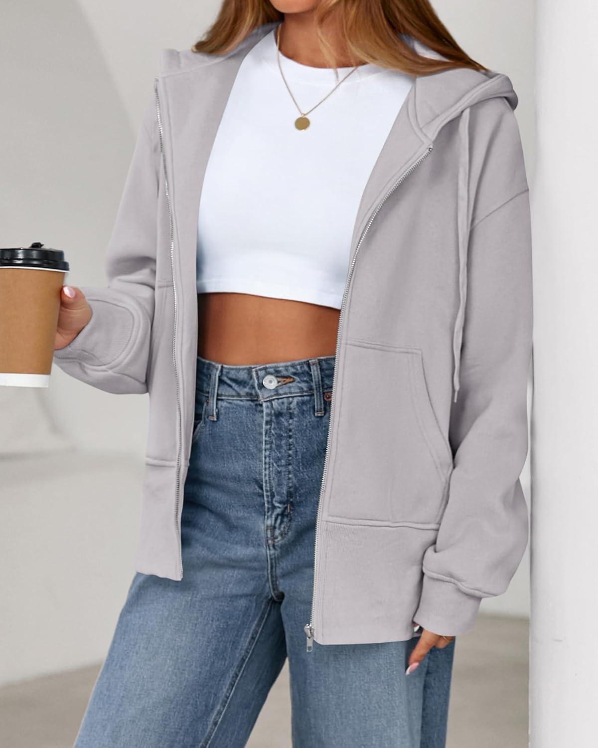 imageBTFBM Hoodies for Women Zip Up jacket Drawstring Fall Fashion 2025 Trendy Long Sleeve Sweatshirt Winter Clothing OutfitsGrey