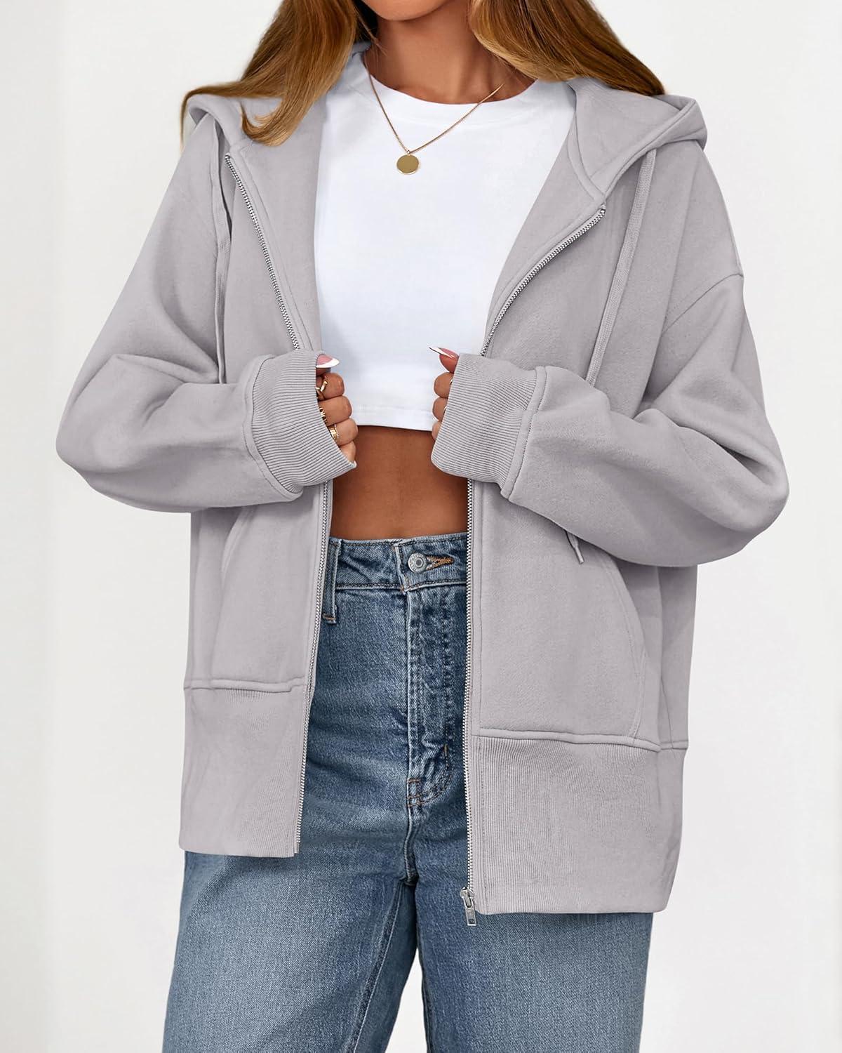 imageBTFBM Hoodies for Women Zip Up jacket Drawstring Fall Fashion 2025 Trendy Long Sleeve Sweatshirt Winter Clothing OutfitsGrey