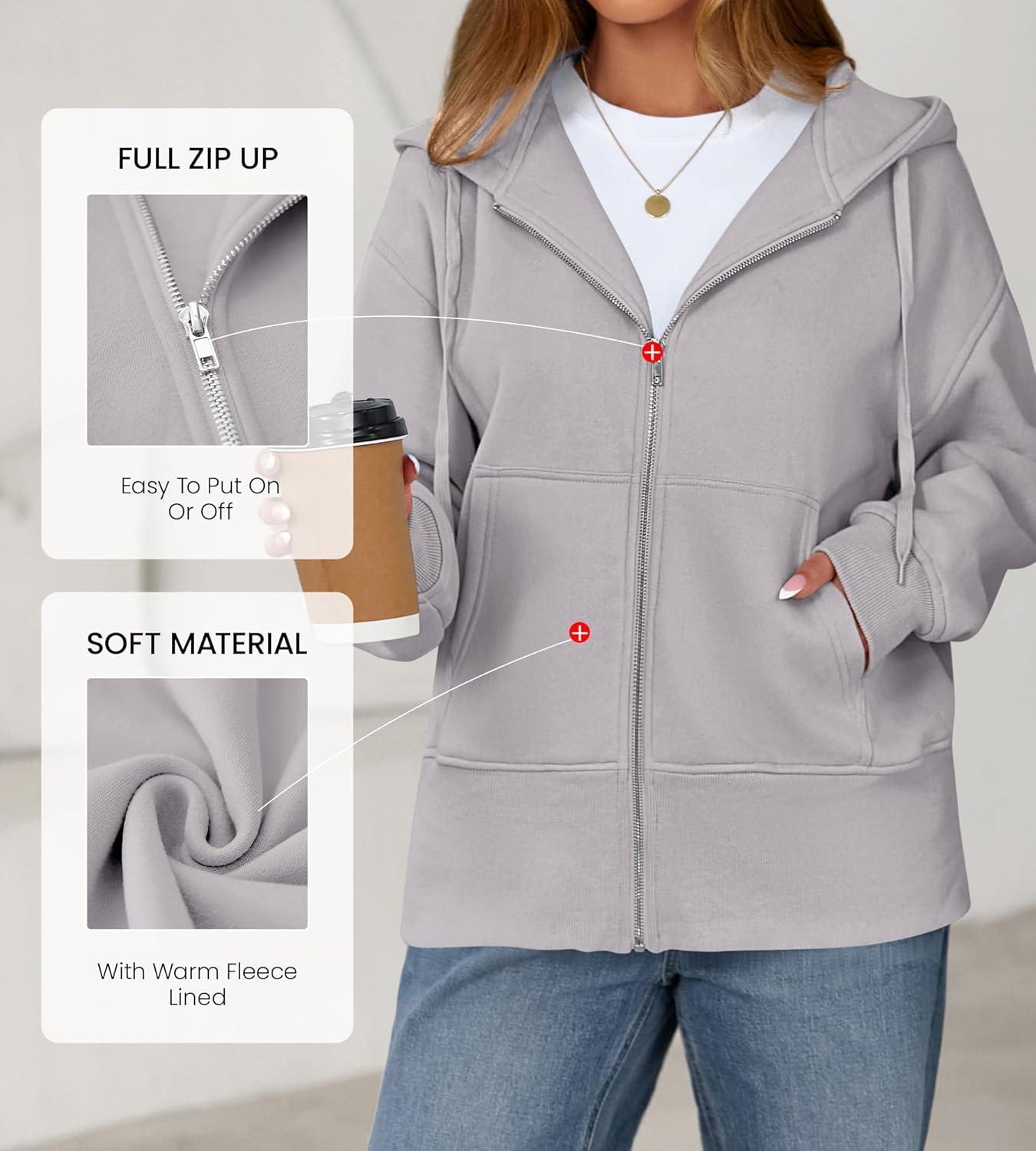 imageBTFBM Hoodies for Women Zip Up jacket Drawstring Fall Fashion 2025 Trendy Long Sleeve Sweatshirt Winter Clothing OutfitsGrey