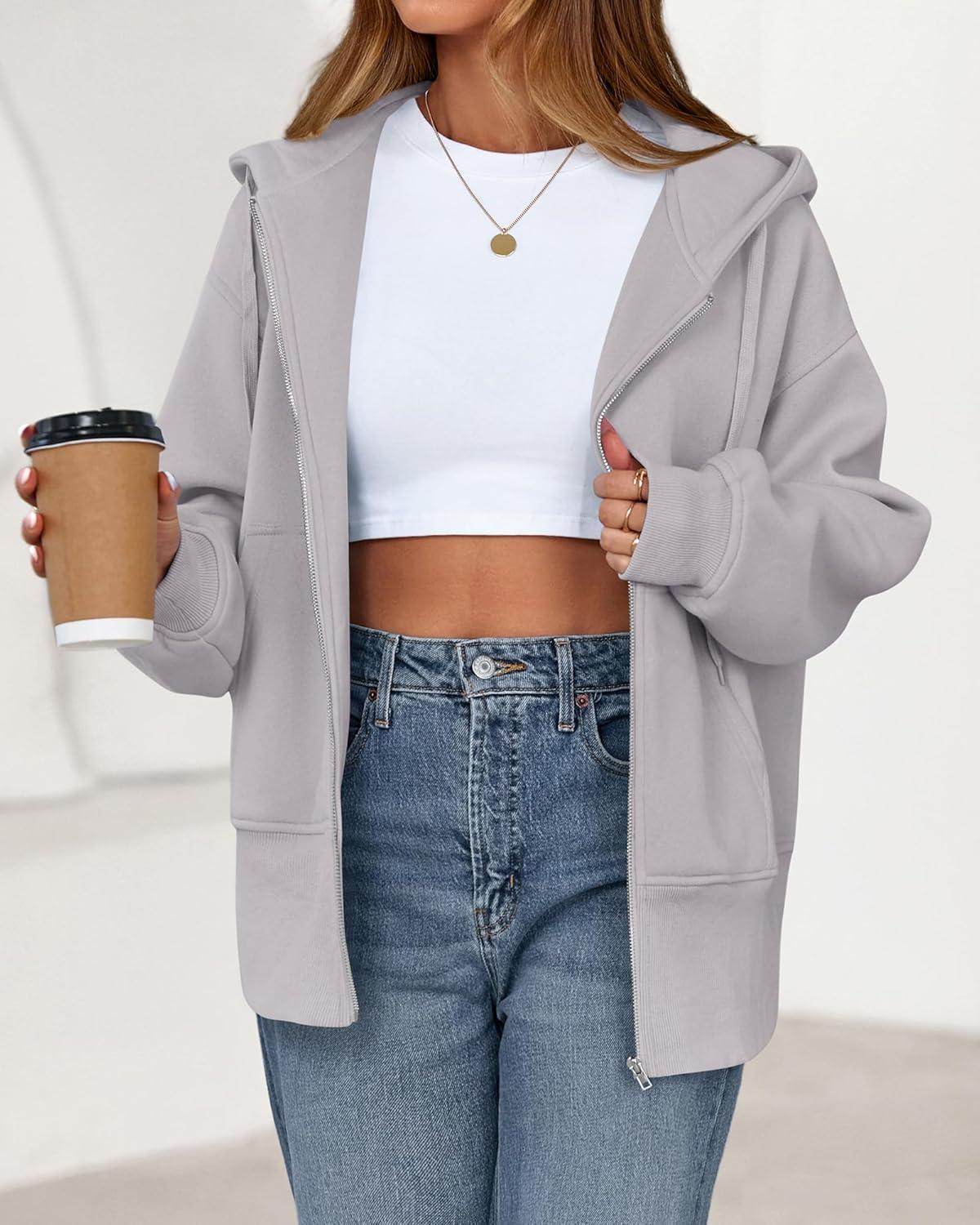 imageBTFBM Hoodies for Women Zip Up jacket Drawstring Fall Fashion 2025 Trendy Long Sleeve Sweatshirt Winter Clothing OutfitsGrey