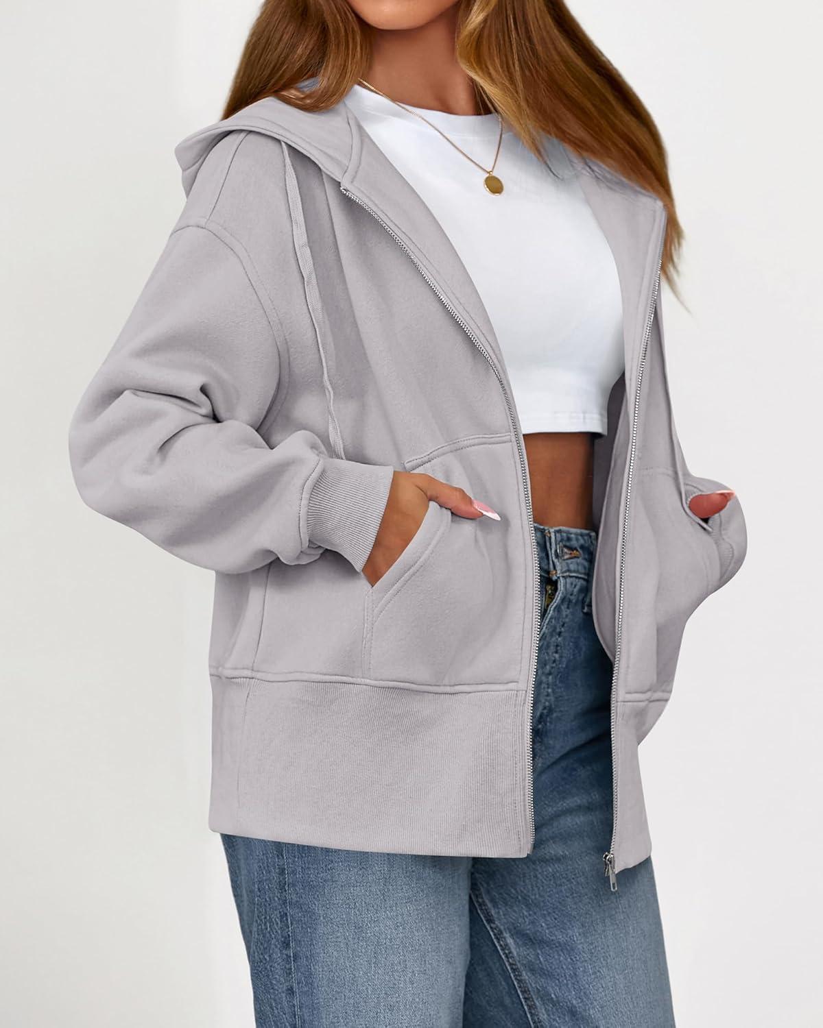 imageBTFBM Hoodies for Women Zip Up jacket Drawstring Fall Fashion 2025 Trendy Long Sleeve Sweatshirt Winter Clothing OutfitsGrey