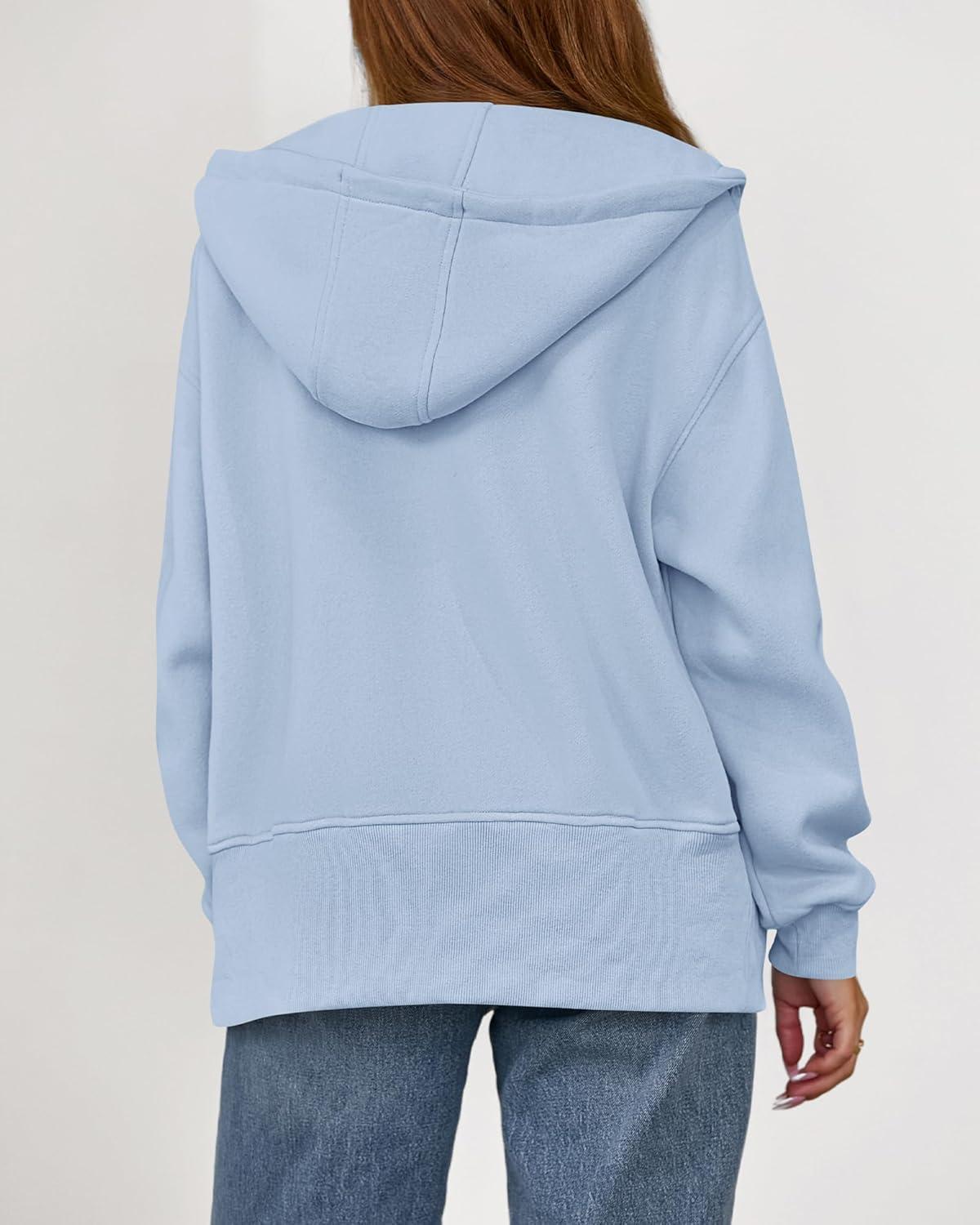 imageBTFBM Hoodies for Women Zip Up jacket Drawstring Fall Fashion 2025 Trendy Long Sleeve Sweatshirt Winter Clothing OutfitsLight Blue