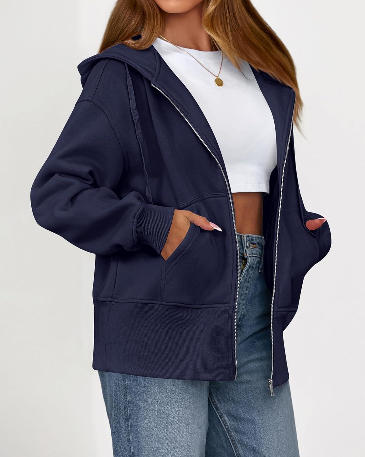 imageBTFBM Hoodies for Women Zip Up jacket Drawstring Fall Fashion 2025 Trendy Long Sleeve Sweatshirt Winter Clothing OutfitsNavy