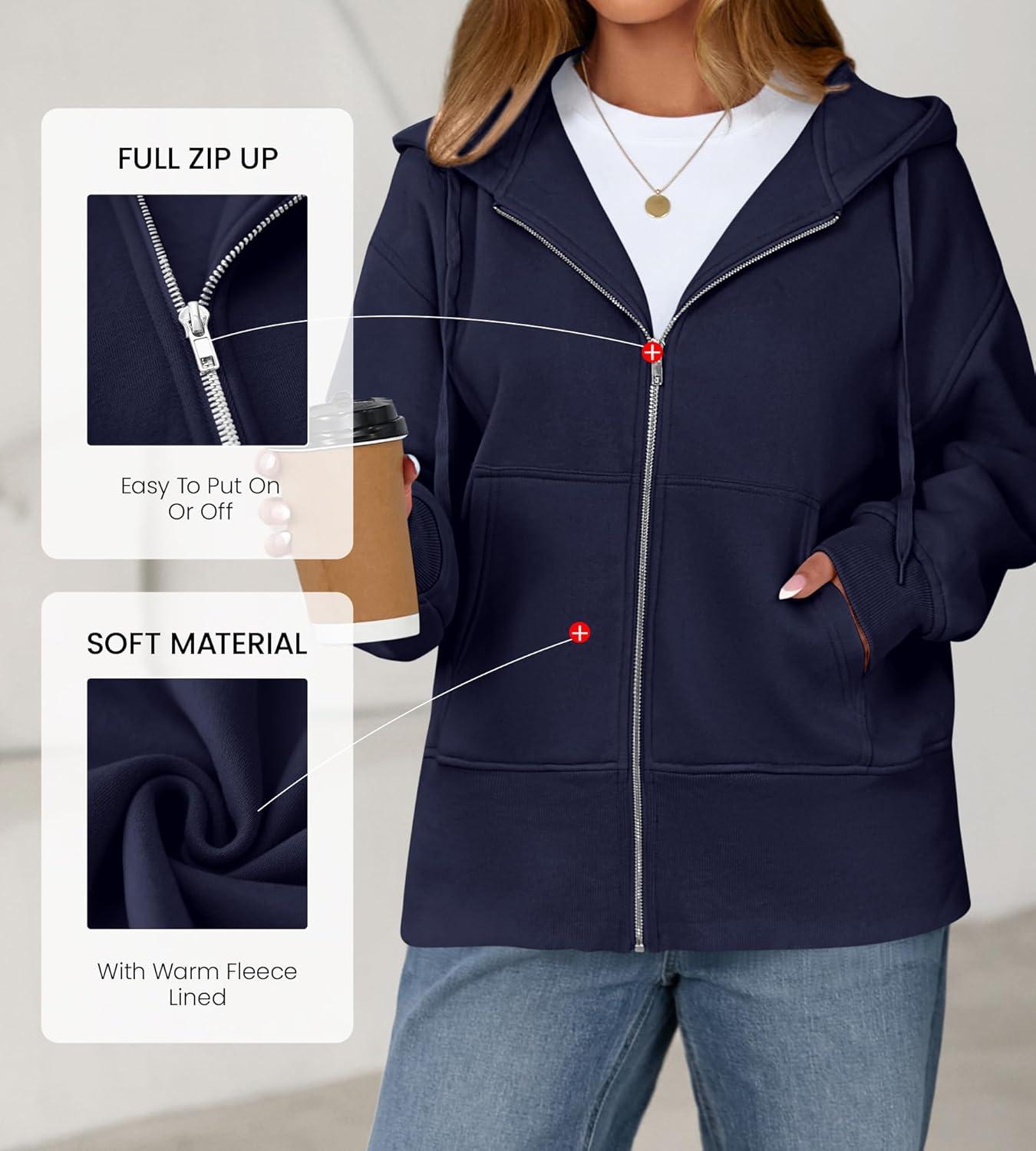 imageBTFBM Hoodies for Women Zip Up jacket Drawstring Fall Fashion 2025 Trendy Long Sleeve Sweatshirt Winter Clothing OutfitsNavy