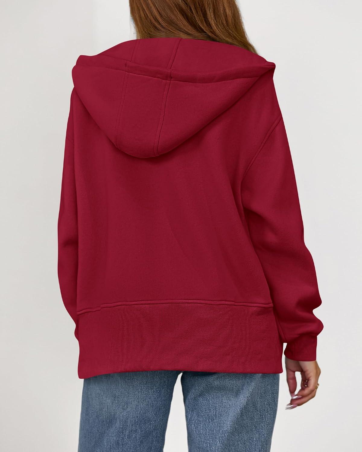imageBTFBM Hoodies for Women Zip Up jacket Drawstring Fall Fashion 2025 Trendy Long Sleeve Sweatshirt Winter Clothing OutfitsRed