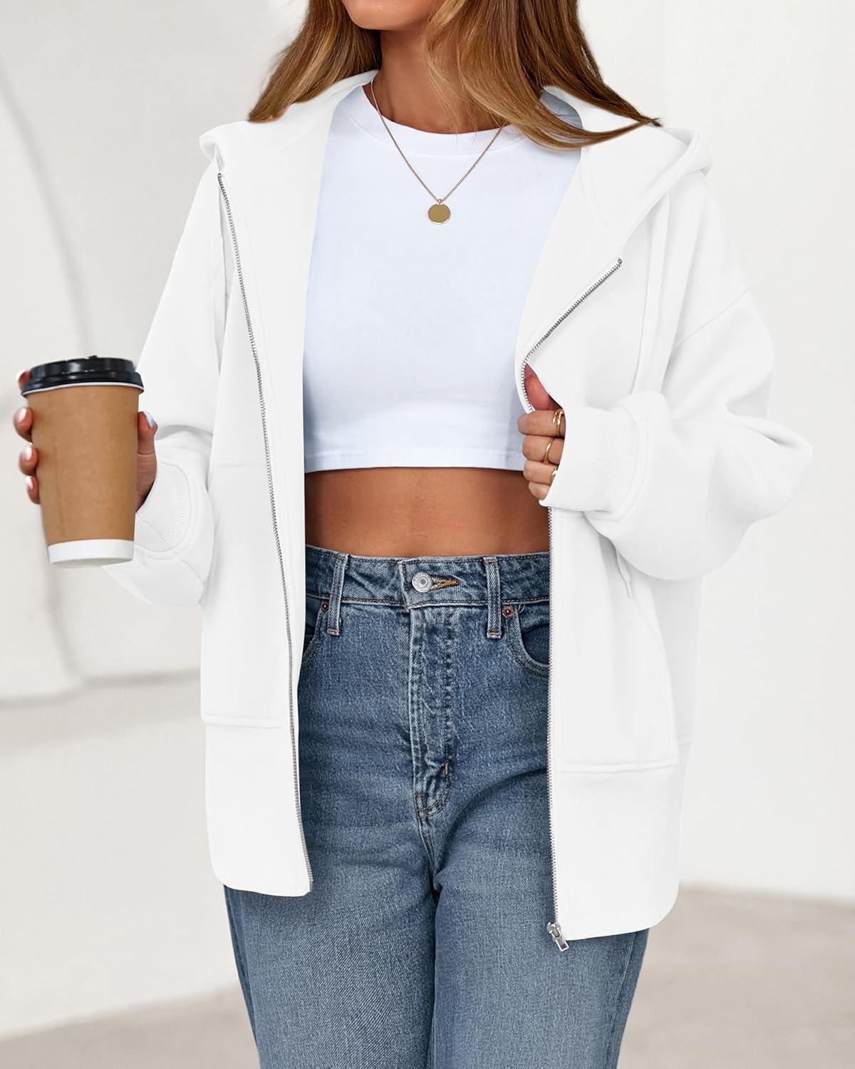 imageBTFBM Hoodies for Women Zip Up jacket Drawstring Fall Fashion 2025 Trendy Long Sleeve Sweatshirt Winter Clothing OutfitsWhite
