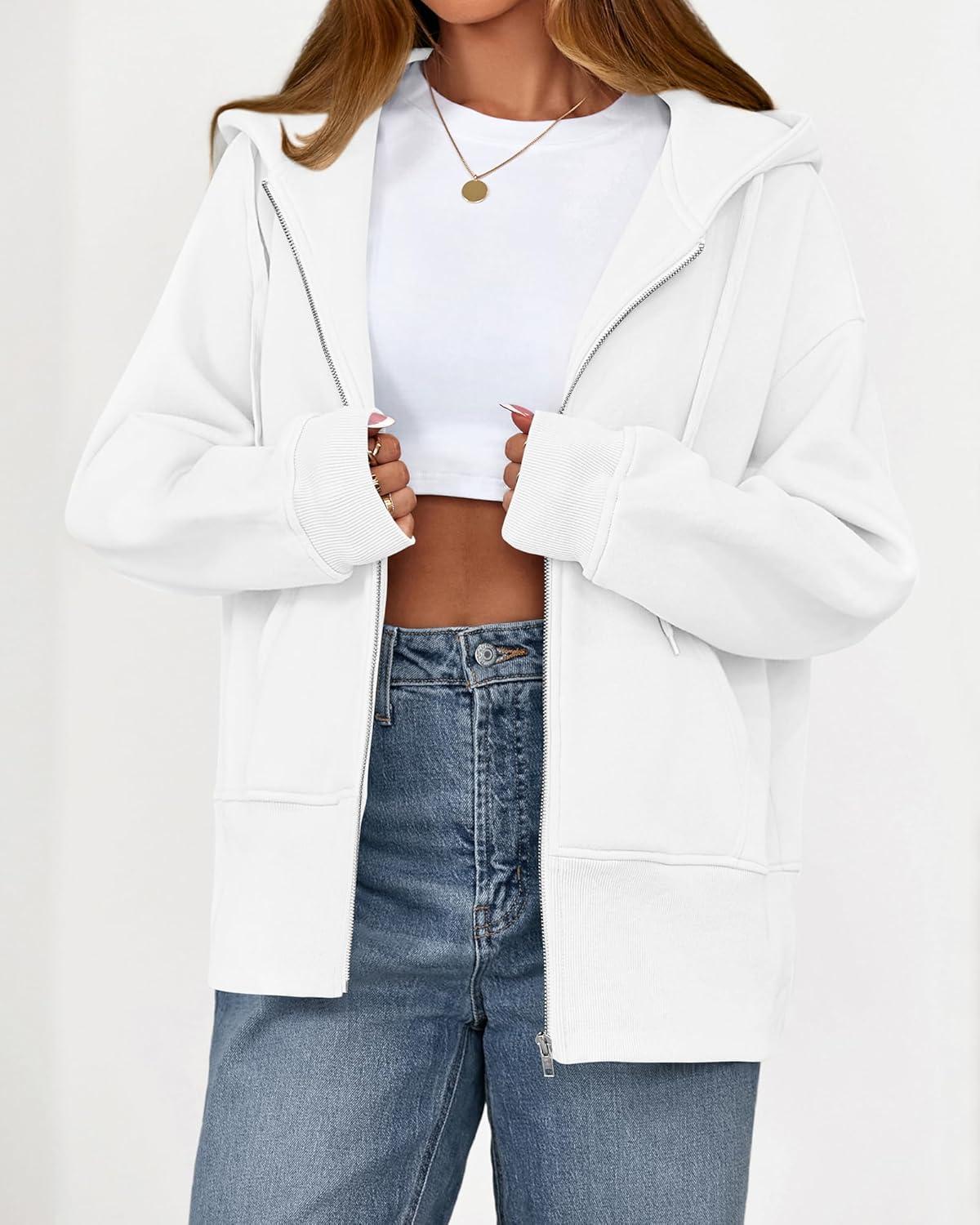 imageBTFBM Hoodies for Women Zip Up jacket Drawstring Fall Fashion 2025 Trendy Long Sleeve Sweatshirt Winter Clothing OutfitsWhite