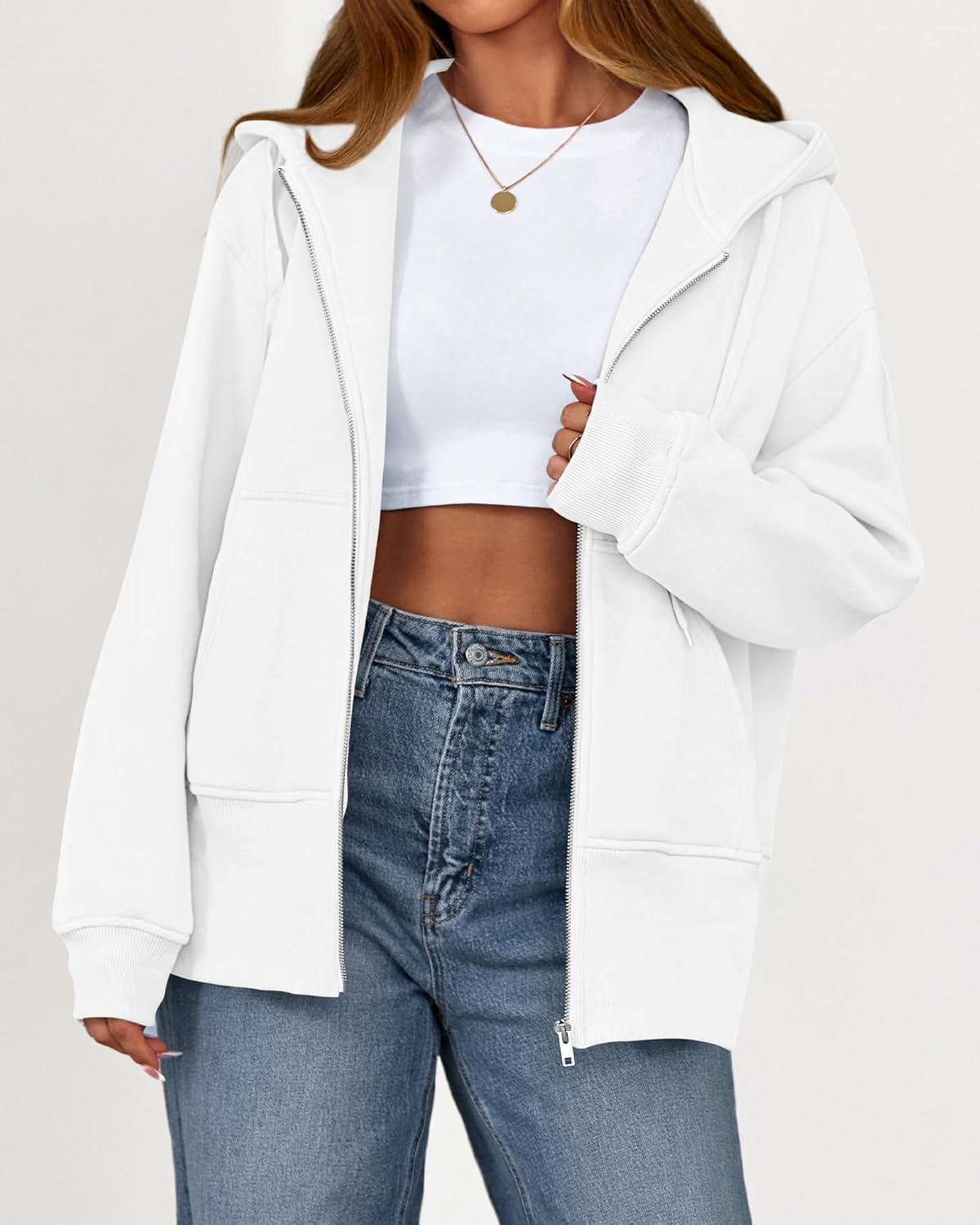 imageBTFBM Hoodies for Women Zip Up jacket Drawstring Fall Fashion 2025 Trendy Long Sleeve Sweatshirt Winter Clothing OutfitsWhite