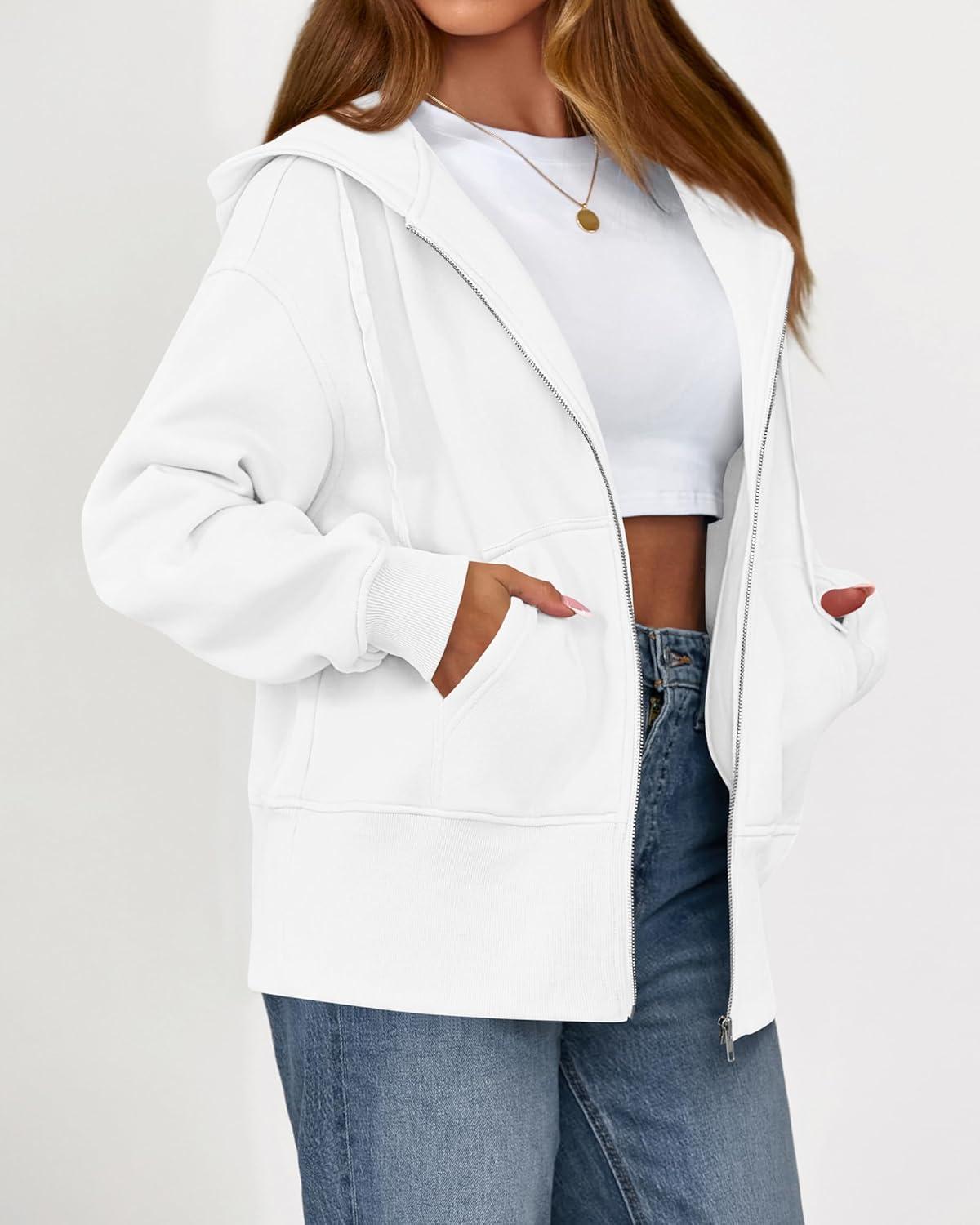 imageBTFBM Hoodies for Women Zip Up jacket Drawstring Fall Fashion 2025 Trendy Long Sleeve Sweatshirt Winter Clothing OutfitsWhite