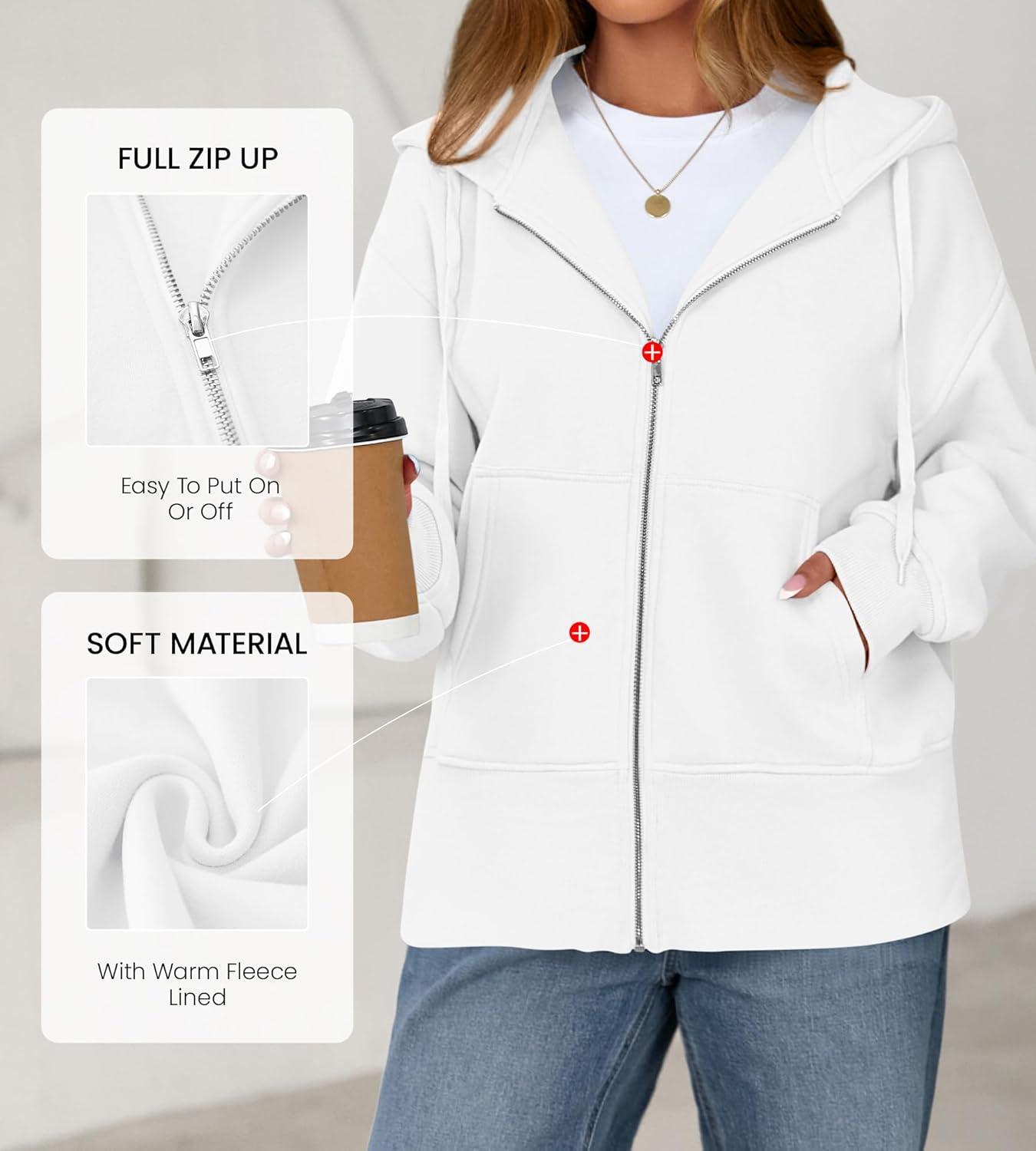 imageBTFBM Hoodies for Women Zip Up jacket Drawstring Fall Fashion 2025 Trendy Long Sleeve Sweatshirt Winter Clothing OutfitsWhite