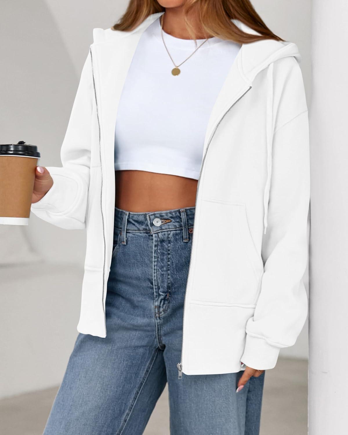 imageBTFBM Hoodies for Women Zip Up jacket Drawstring Fall Fashion 2025 Trendy Long Sleeve Sweatshirt Winter Clothing OutfitsWhite