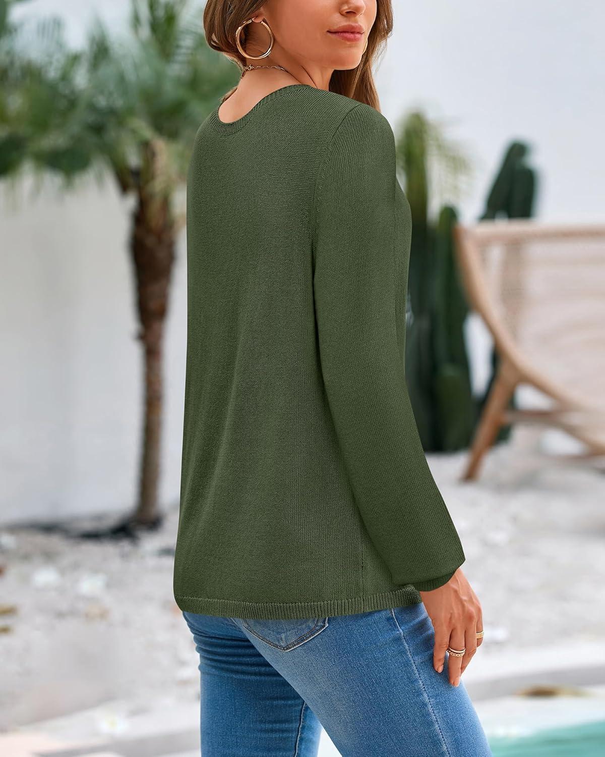 imageBTFBM Sweaters for Women 2025 Early Fall Fashion Crewneck Long Sleeve Ribbed Knit Oversized Pullover Casual Loose TopsArmy Green