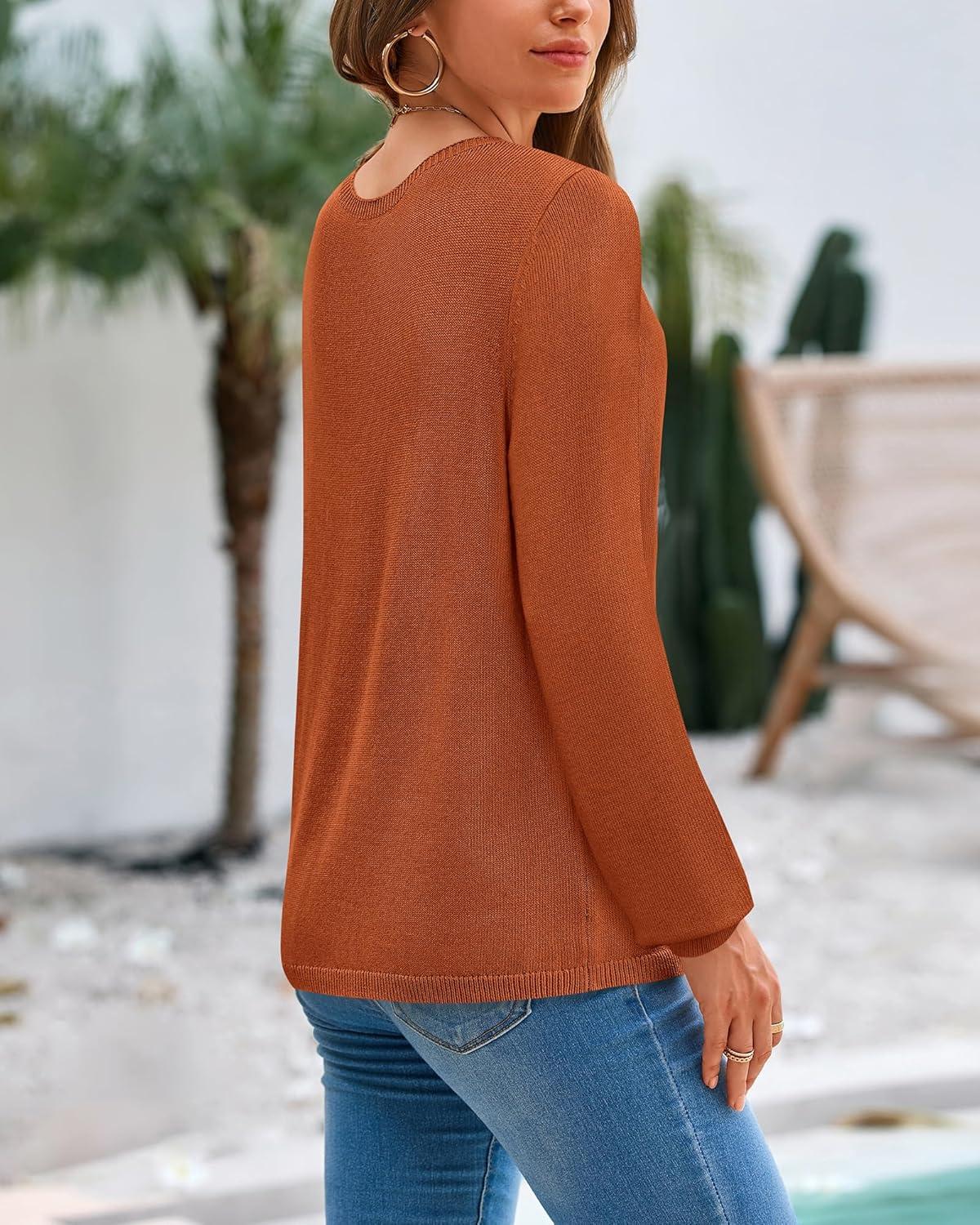 imageBTFBM Sweaters for Women 2025 Early Fall Fashion Crewneck Long Sleeve Ribbed Knit Oversized Pullover Casual Loose TopsCaramel
