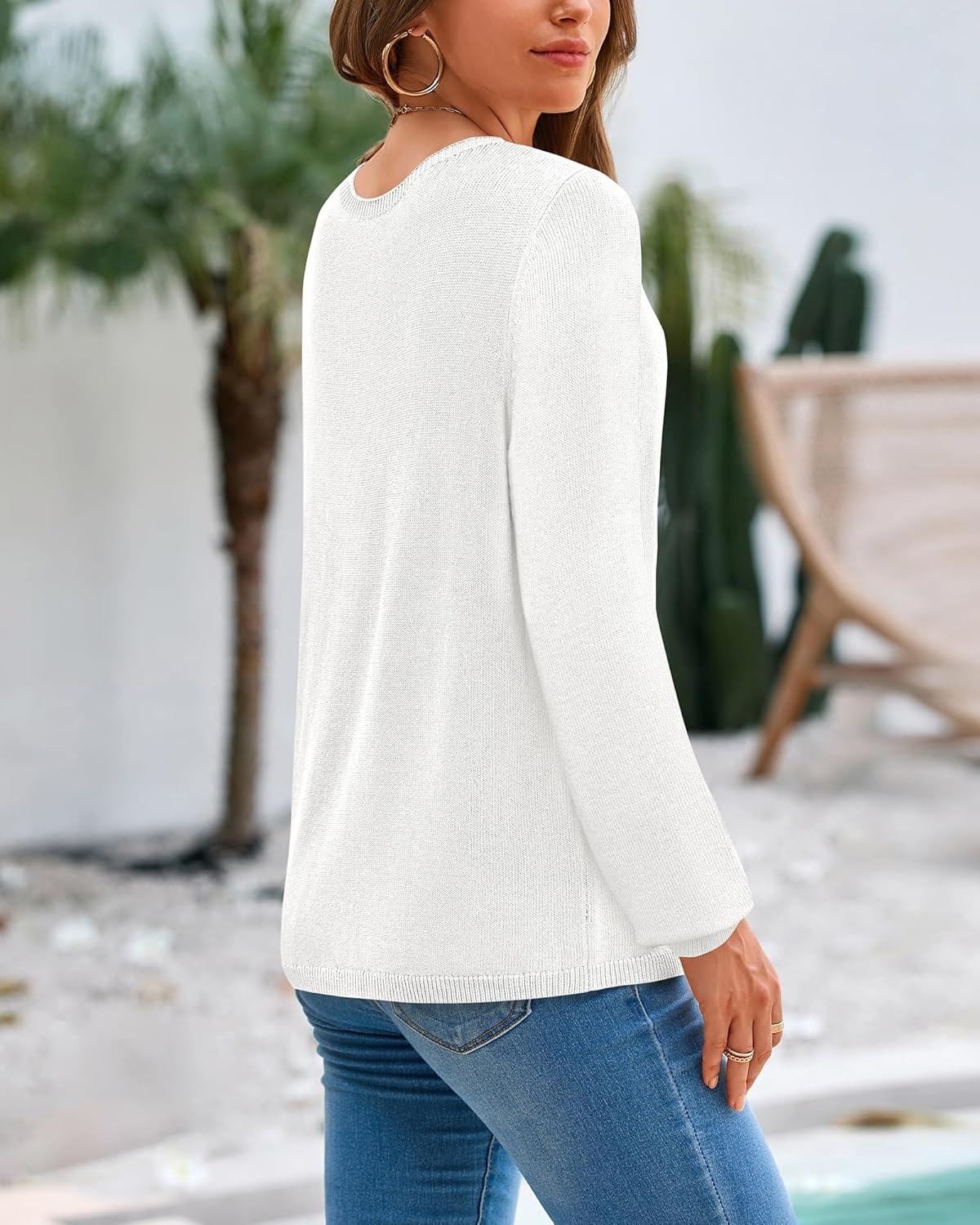 imageBTFBM Sweaters for Women 2025 Early Fall Fashion Crewneck Long Sleeve Ribbed Knit Oversized Pullover Casual Loose TopsWhite