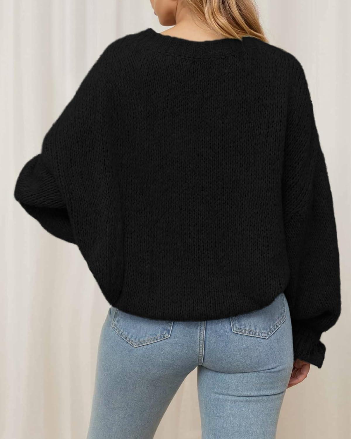 imageBTFBM Womens Oversized Sweater Crewneck 2025 Fall Winter Long Sleeve Fuzzy Warm Knit Pullover Sweaters Trendy OutfitsBlack