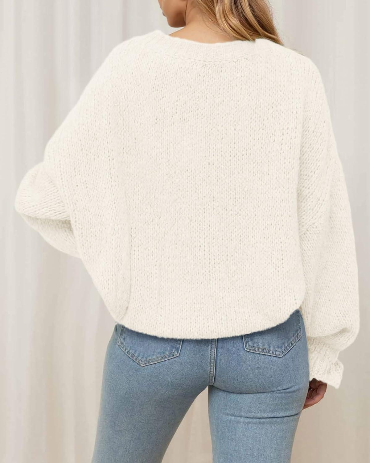 imageBTFBM Womens Oversized Sweater Crewneck 2025 Fall Winter Long Sleeve Fuzzy Warm Knit Pullover Sweaters Trendy OutfitsWhite