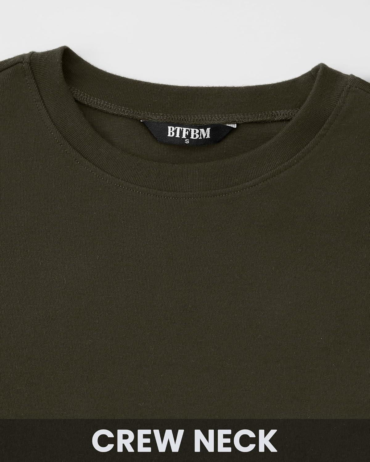 imageBTFBM Womens Tops 2025 Fall Outfits Long Sleeve Shirts Crewneck Work Blouses Stretchy Slim Fit Going Out Top WorkoutArmy Green